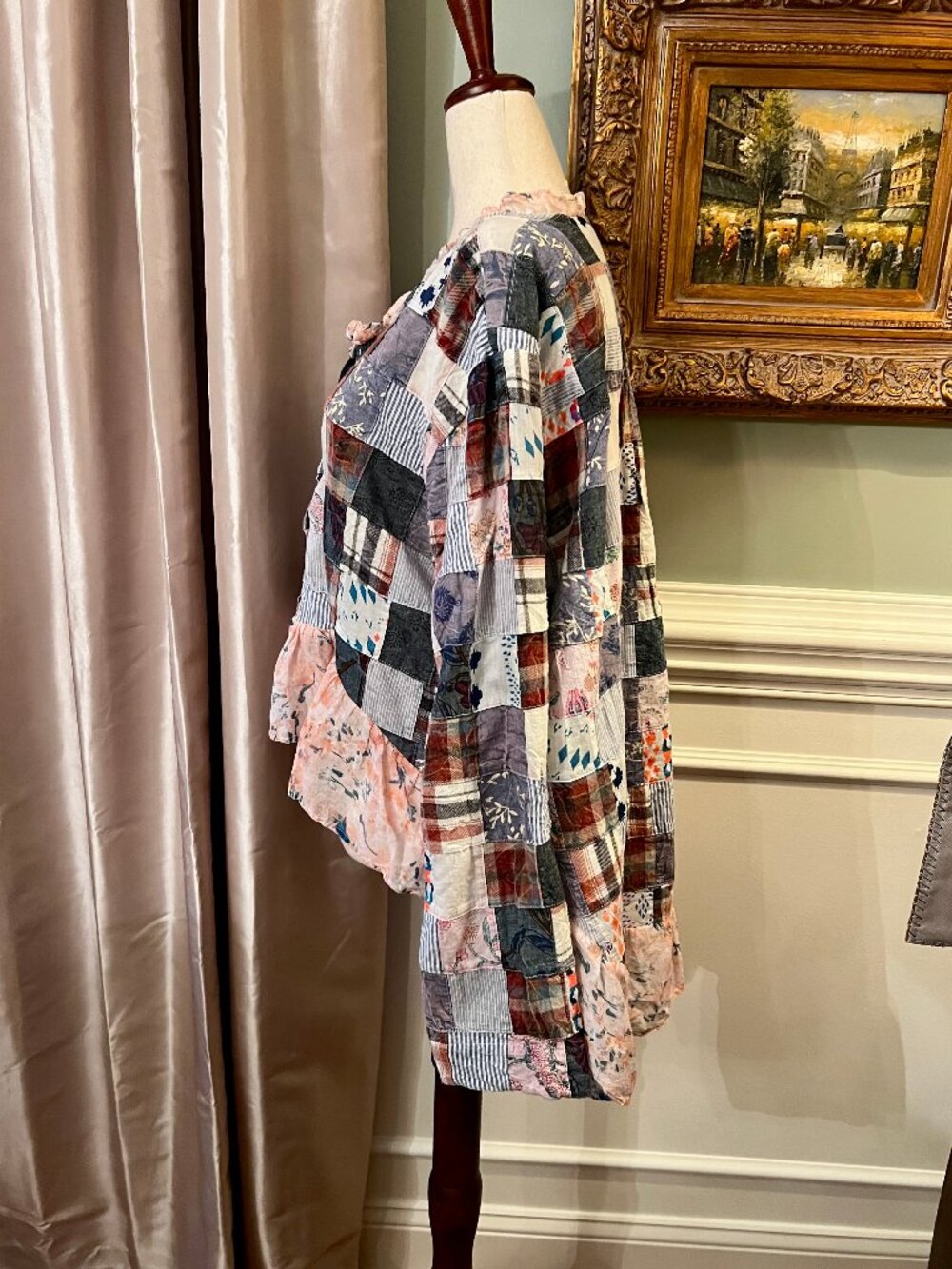 NWOT A Rare Bird Boho Patchwork Ruffled High Low Top Shirt Blouse O/S One Size - Picture 5 of 7